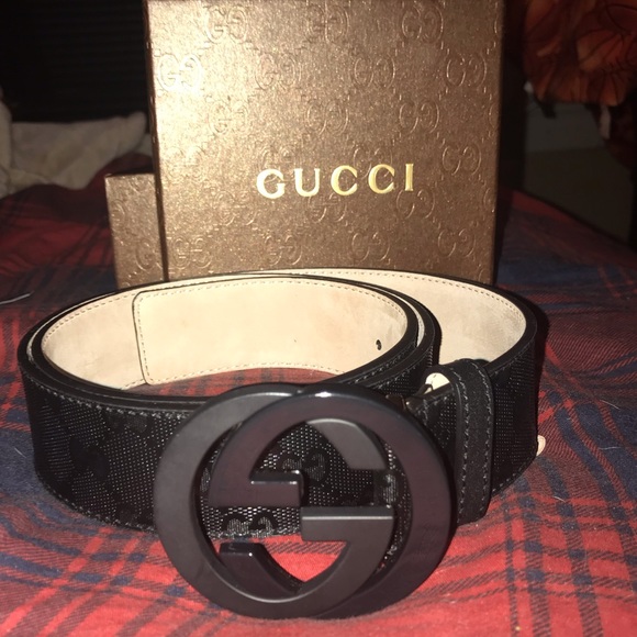 black interlocking gucci belt
